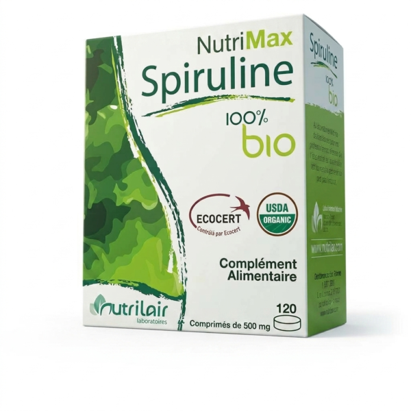 nutrimax-spiruline-100-bio-120-comprimes-500mg NutriMax Spiruline 100% Bio – 120 Comprimés de 500 mg
