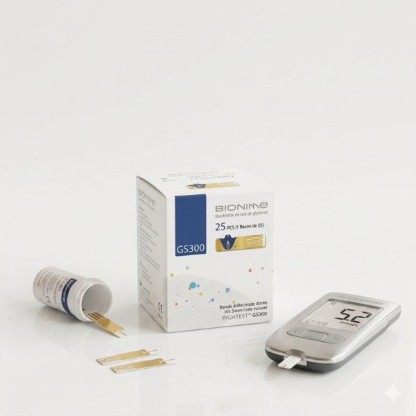 bionime-rightest-gs300-bandelettes-test-glycemie-25 Bionime Rightest GS300 – Bandelettes de test de glycémie 25 pièces